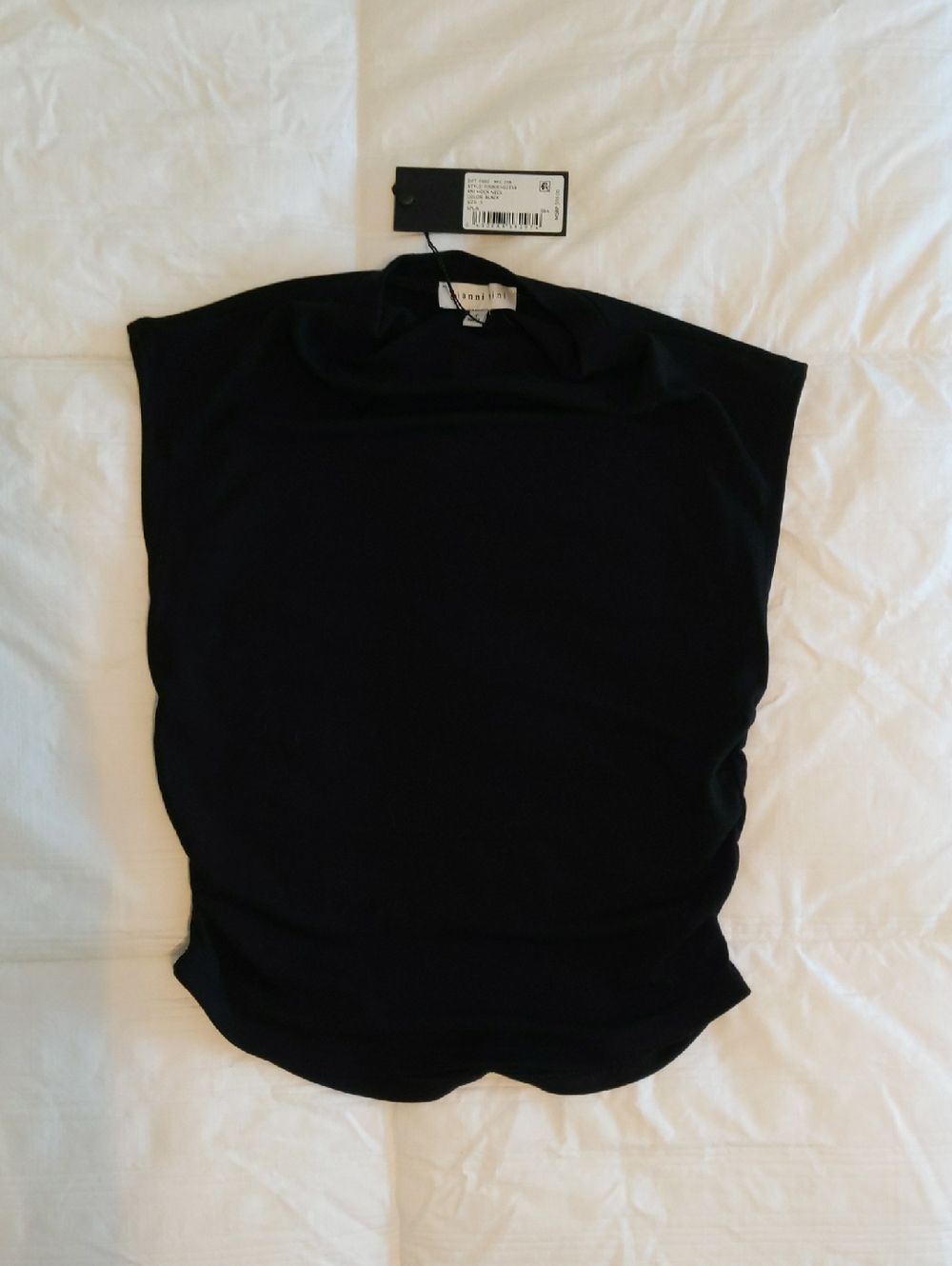 Gianni Bini Black Mock Neck Sleeveless Top Ruched- Small NWT